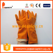 Flocked Orange Latex Household Gloves DHL302